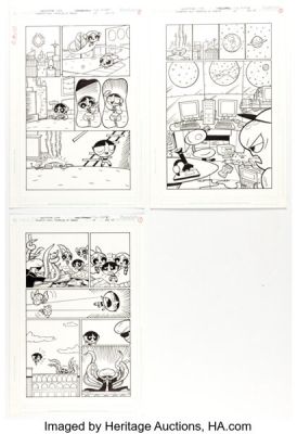 Christopher Cook and Jorge Pacheco The Powerpuff Girls #63 Story Pages Original Art Group of 3 (DC, 2005). (Total: 3 Original Art)