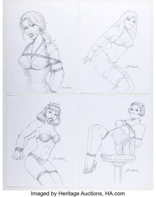 Alazar - Bondage Pin-Up Illustrations Original Art Group of 34 (c. 2000s). (Total: 34 Original Art) | Heritage