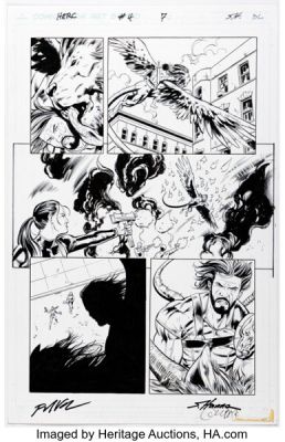 Scott Hanna [Neil Edwards printed blue lines] Herc #4 Story Page 7 Original Art (Marvel, 2011).