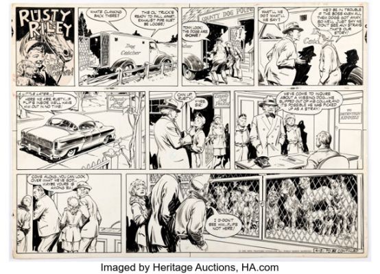 Frank Godwin Rusty Riley Sunday Comic Strip Original Art dated 4-15-56 (King Features Syndicate, 1956). | Heritage