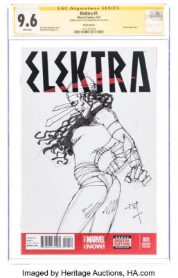 Frank Miller Elektra #1 Sketch Edition - Signature Series Original Art (Marvel, 2014) CGC NM+ 9.6 White pages. | Heritage