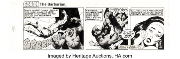 John Buscema Conan the Barbarian Daily Comic Strip Original Art dated 10-9-78 (Register and Tribune Syndicate, 1978). | Heritage