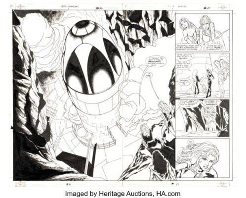 Buzz (Aldrin Aw) and Jim Royal JSA Annual #1 "Sisters" Double Page Spread 26-27 Original Art (DC, 2000).
