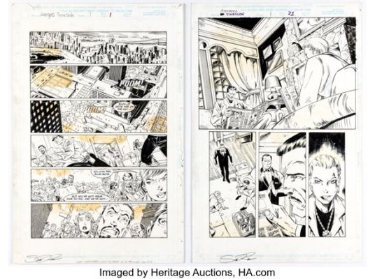 Fabio Laguna and Scott Koblish Avengers: Timeslide (nn) Story Pages 1 and 21 Original Art (Marvel, 1996). (Total: 2 Original Art)