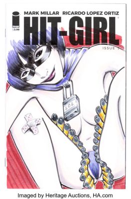 Brian Lacy Hit-Girl #1 Sketch Cover Original Art (Image, 2010) Condition: NM-.