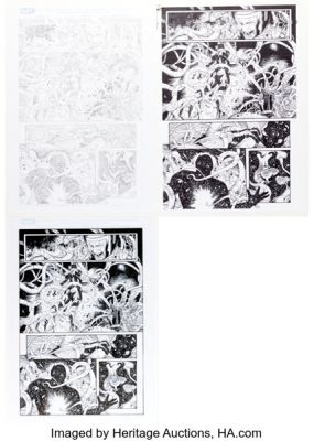 Carlos Magno Avengers Mech Strike #5 Black Panther and Kang Story Page 5 Original Art Group of 3 (Marvel, 2021). (Total: 3 Original Art)
