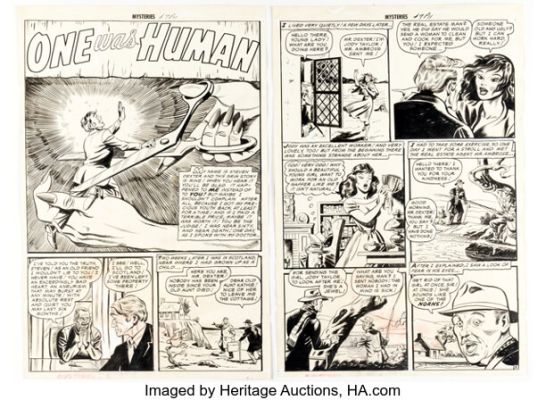 Iger Studio Mysteries #7 "One Was Human" Complete 6-Page Story Original Art (Superior, 1954). (Total: 6 Original Art) | Heritage