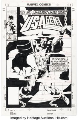 M.C. Wyman U.S. Agent #3 Cover Original Art (Marvel, 1993). | Heritage