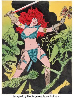 Frank Thorne - Red Sonja Painting Original Art (2015). | Heritage