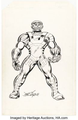 John Byrne and Joe Rubinstein The Official Handbook of the Marvel Universe Deluxe Edition #11 Kree Sentry Illustration Original Art (Marvel, 1986). | Heritage