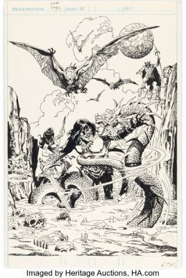 Fred Carrillo Conan Saga #38 Pin-Up Original Art (Marvel, 1990).