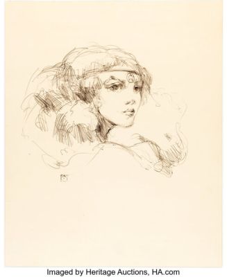Jeffrey Catherine Jones - Female Portrait Sketch Original Art (undated). | Heritage