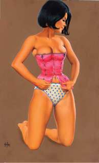 Aslan | Pin-up du magazine Lui n° 23, Novembre 1965 Gouache originale signée | Kahn et Associés