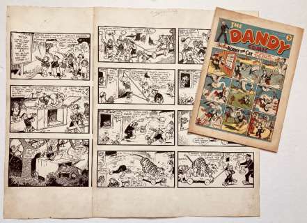 Our Gang original double-page artwork (1939) by Dudley Watkins from the Dandy… | Comic Book Auctions ltd