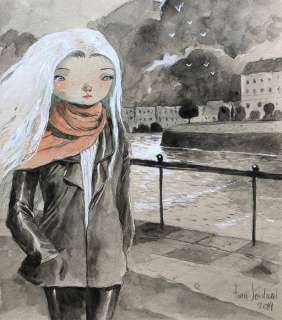 Sandoval, Tony  - Dessin original couleur - Girl in Paris - (2019) | Catawiki