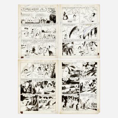 Lot 353 - Carl Pfeufer, Tom Mix #33 Story Pages 12, 13, 14, and 15 Original Art (Fawcett Publications, Inc, 1948) | Landry Pop Auctions
