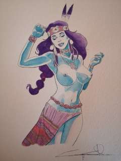 G. Candita - Illustrazione originale "Danzatrice indiana" - Loose page - size 23x30.5 cm | Catawiki