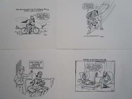 Kim Duchateau - 4 originele tekeningen - 4 gags - Loose page | Catawiki