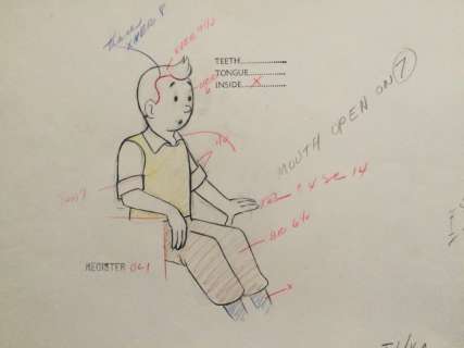 Tintin - Croquis préparatoire pour film d animation - Tintin - On a marché sur la lune - (années 60) | Catawiki