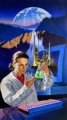 Advertising art "Dupont" marketing brochure original illustration painting 1989