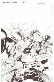 Greg Land - Uncanny x-men, the #541 cover - angel, colossus, cyclops, dazzler, iceman, juggernaut, magneto, northstar, psylocke, rockslide, & shadowcat action - 2011 signed