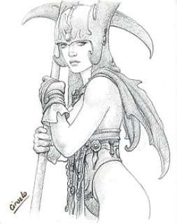 Ciruelo Cabral - - Original drawing - "Amazon 293" - Pencil Art