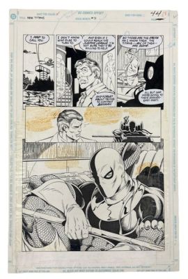Tom Grummett / Al Vey Teen Titans #71 Original Art DC 1990 Deathstroke Splash!