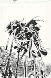 Batman, Superman - Fabrizio Fiorentino - illustrazione originale per manifesto Irno Comics - Loose page - (2016)