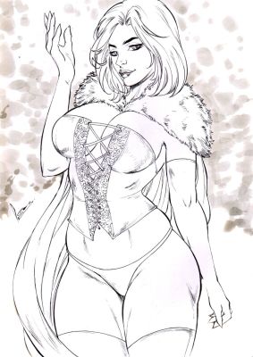 Leoartcomics(Léo Oliveira) | Black and White Pin Up EMMA FROST 09X12 | Raremarq (Buy It Now)