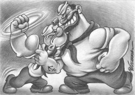 Popeye The Sailor - Popeye & Brutus II - Original Drawing - Joan Vizcarra - First edition | Catawiki