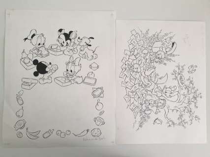 Mickey Mouse + Donald Duck - Wilma van den Bosch - Loose page - First edition | Catawiki