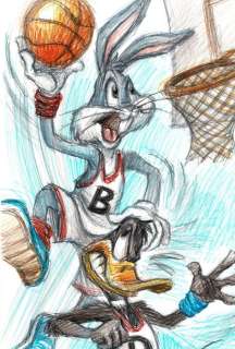 Bugs Bunny and Daffy Duck Playing Basketball - Looney Tunes - Original Drawing - Joan Vizcarra Signed - Loose page - Original Art | Catawiki