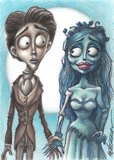 Tim Burton’s Corpse Bride - Victor Van Dort & Emily - Original Drawing - Joan Vizcarra - Original Art | Catawiki