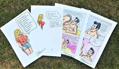 Fiona, Marie Claire & Maxim - 4 Originele tekeningen in kleur - De koffer - Formaat (4x): ca. 20 x 30 cm. - (2020) | Catawiki