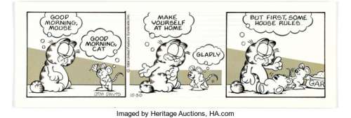 Jim Davis - Garfield Daily First Appearance of Squeak the Mouse Comic Strip Original Art dated 10-30-84 (United Feature Syndicate, 1984).