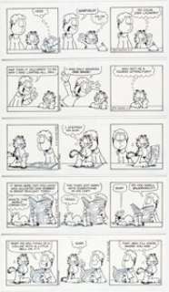 Davis, Jim | Jim Davis Garfield Consecutive Daily Comic Strip Original Art Group of 6 (PAWS/Universal Press Syndicate, 2009).... (Total: 6 Original Art) | Heritage