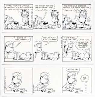 Davis, Jim | Jim Davis Garfield Consecutive Daily Comic Strip Original Art Group of 6 (PAWS, 2004).... (Total: 6 Original Art) | Heritage