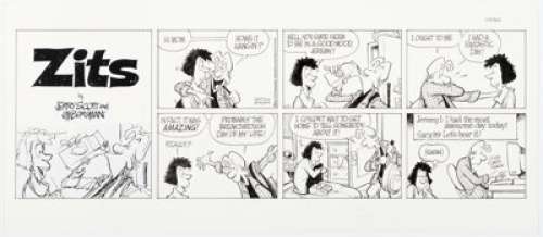 Borgman, Jim | Jerry Scott and Jim Borgman Zits Sunday Comic Strip Original Art dated 12-16-01 (King Features Syndicate, 2001).... | Heritage