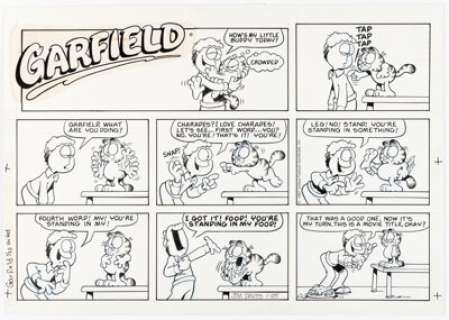 Jim Davis | Garfield Sunday Comic Strip Original Art dated 1-25-87 (United Feature Syndicate, 1987). | Heritage