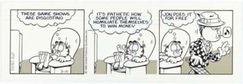 Jim Davis Garfield Daily Comic Strip Original Art dated 3-16-85 (United Feature Syndicate, 1985). | Heritage