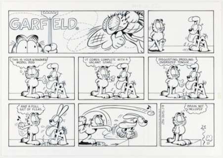 Jim Davis Garfield Sunday Comic Strip Original Art dated 2-9-99 (PAWS, 1999). | Heritage