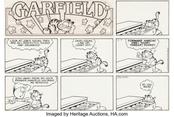 Jim Davis Garfield Sunday Comic Strip Original Art dated 6-9-85 (United Feature Syndicate, 1985). | Heritage