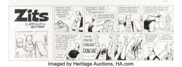 Jerry Scott and Jim Borgman Zits Sunday Comic Strip Original Art dated 3-7-99 (King Features Syndicate, 1999). | Heritage