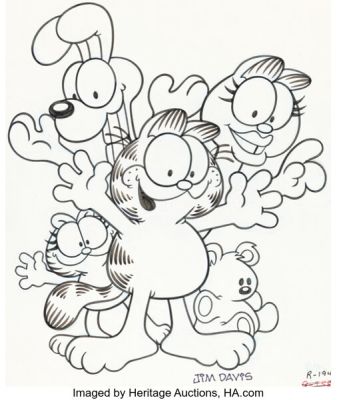 Jim Davis Studio - Garfield and Friends Illustration Original Art (DC, 1986). | Heritage