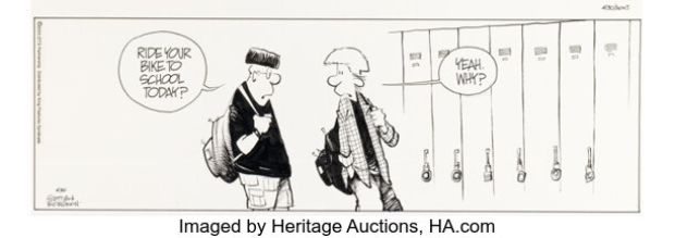 Jerry Scott and Jim Borgman Zits [Helmet Hair] Daily Comic Strip Original Art dated 4-30-03 (King Features Syndicate, 2003). | Heritage