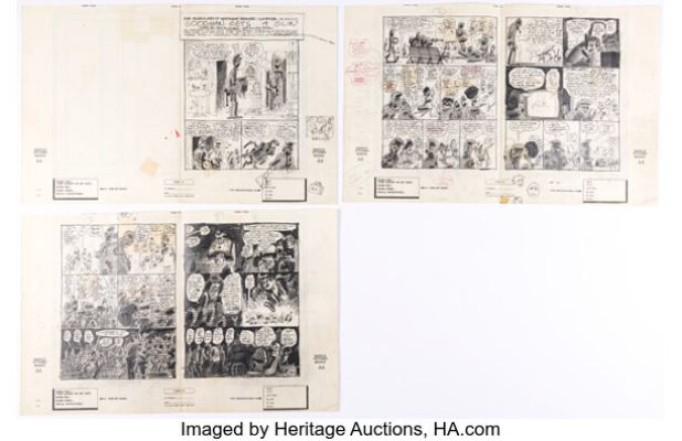 Harvey Kurtzman "Goodman Gets a Gun" Page Layouts Original Art Group of 5 (Warren, 1962). (Total: 3 Original Art) | Heritage