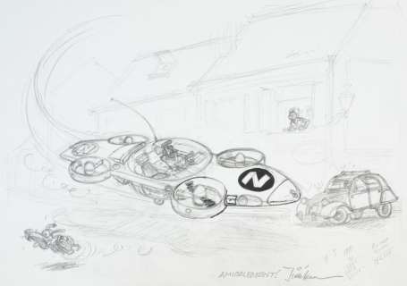 Jidehem | L’arrivée de la Zorglumobile Encre de chine et mine... | Vermot et Associés