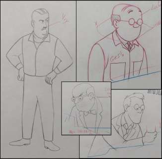 Tintin - 4x Original drawing - Colonel Boris & Wolf, and others - On a marché sur la lune - (1960’s) | Catawiki