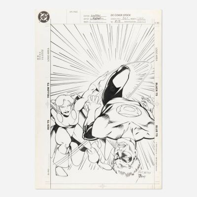 Lee Moder And Frank Percy | Justice League International #59 Unpublished Cover Original Art (DC Comics, 1994) | Landry Pop Auctions