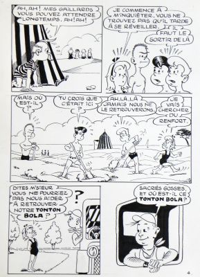 Histoire » a La Plage » – Michel-Paul Giroud | « Tonton Bola » – Planche Originale – Page 4 | Zic et Bul